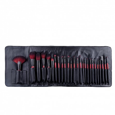Set Pensule Make-Up Megaga cu Husa Neagra, 26 de pensule Megaga imagine noua