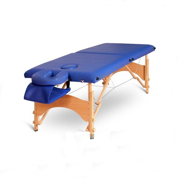 Pat masaj 2 sectiuni, structura din lemn – Albastru trendis.ro Echipamente SPA
