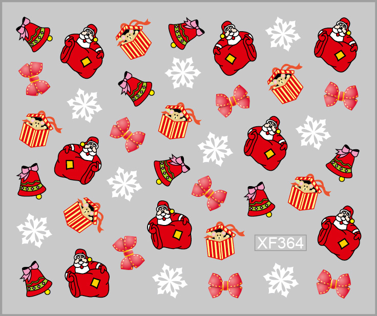 Sticker Nail Art Lila Rossa pentru Craciun, Revelion si Iarna XF364 Lila Rossa Ornamente Unghii