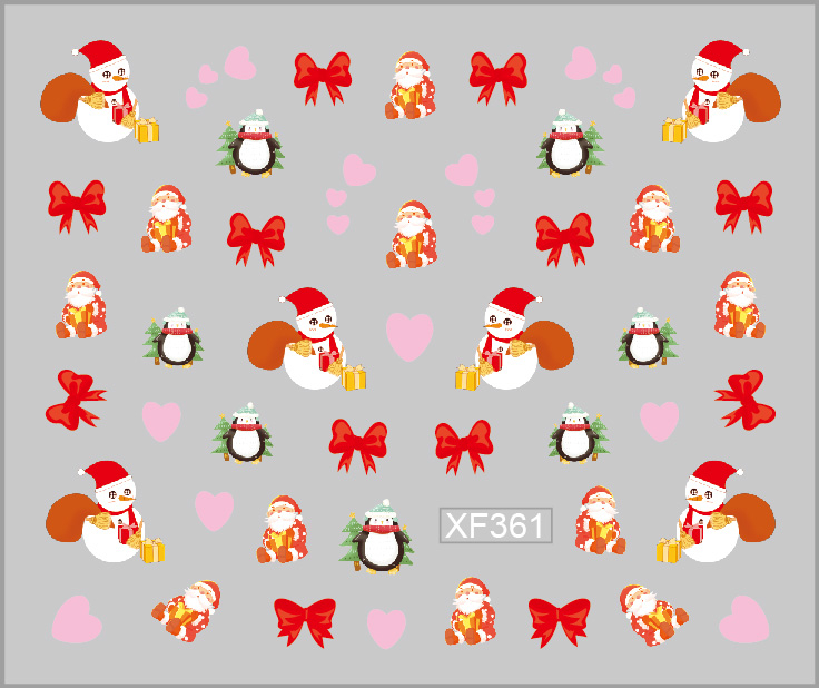 Sticker Nail Art Lila Rossa pentru Craciun, Revelion si Iarna XF361 Lila Rossa Ornamente Unghii