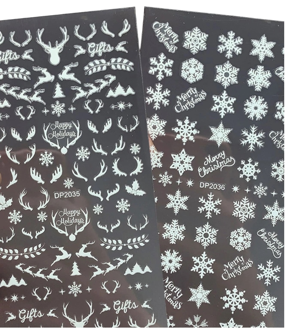 Stickere pentru unghii fosforescent christmas snowflake