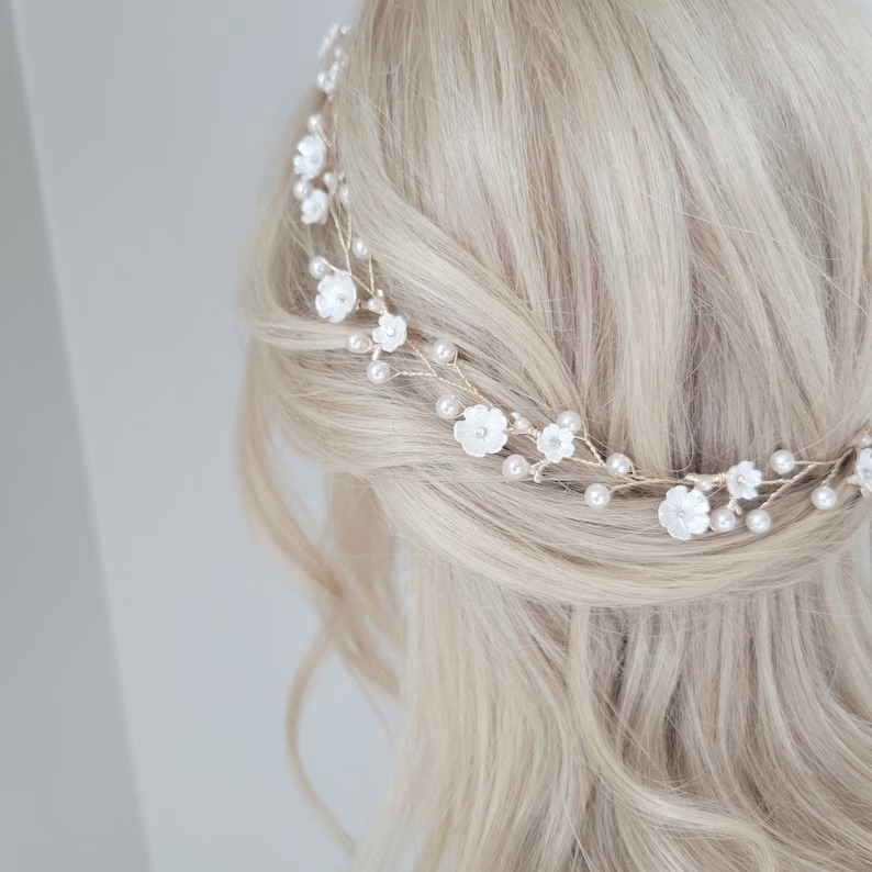 Birdye Bride Accesoriu de par flexibil gold pearl & flower