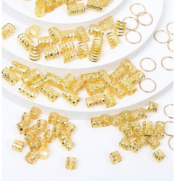 Accesorii pentru codite afro/dread, box braids, set 120 de bucati gold
