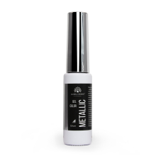 Vopsea gel cu pensula fina METALLIC GEL, efect de oglinda, Global Fashion, SILVER, 10 ml