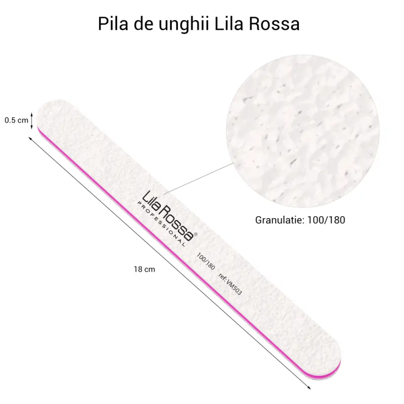 Pila Unghii 100/180 Lila Rossa, Dreapta, Alba - 2