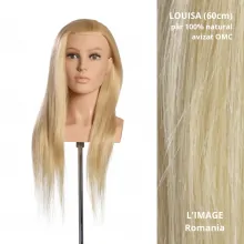 Cap Manechin Par Blond Platinum Natural 100% Louisa OMC, 60 cm, L'Image Germania + Suport Prindere Masa - 4