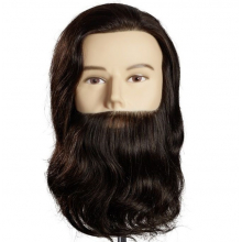 Cap Manechin Par Saten Natural 100% Barbat cu Barba MAX, 25 cm, L'Image Germania + Suport Prindere Masa