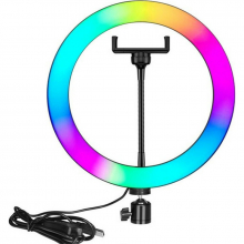 Lampa Circulara Ring Light cu Suport de Telefon, 10 Trepte pentru Reglaj si 7 Culori cu 3 Tipuri de Lumina
