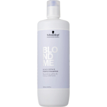 Șampon Mov Neutralizant Schwarzkopf BLONDME Bond Repair – Anti-Galben, Reparare și Claritate pentru Părul Blond, 1L