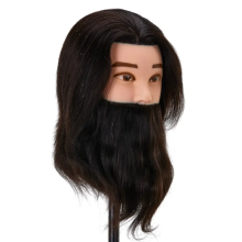 Cap Manechin Barbat cu Par Natural si Barba - 80% Par Natural + Suport de Prindere