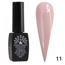 Rubber Base Coat French, Global Fashion, 8 ml,  11 Nude