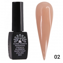 Base Coat Global Fashion French Rubber, 8 ml, 02 Nude