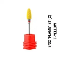 Bit (Cap) Freza Unghii Ceramica Yellow Forma Flacara F Flame ST(c), Briu Rosu