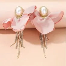 Cercei Eleganti de Seara, Flower Rosey Pearls