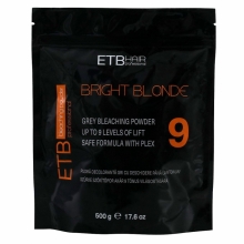 Pachet Decolorat ETB Hair Professional Bright Blonde, Pudra Gri 9 Tonuri 500 g, Oxidant Crema 9% si 6%