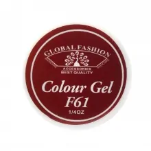 Gel Color Unghii, Vopsea de Arta Global Fashion, Seria Rose Red F61, 5g