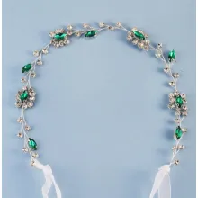Coronita Mireasa cu Cristale Verde Smarald