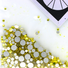 Cristale unghii tip Swarovski, Global Fashion, mix, set 1440 buc, galbene