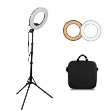 Lampa Circulara LED 35cm, Lumina Rece/Calda, Ring Light cu Trepied, Geanta si 3 Suporturi Telefon